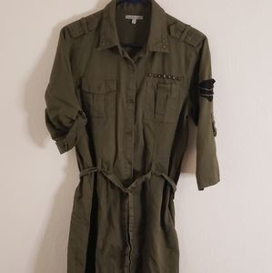 Military Style Dress Army Green